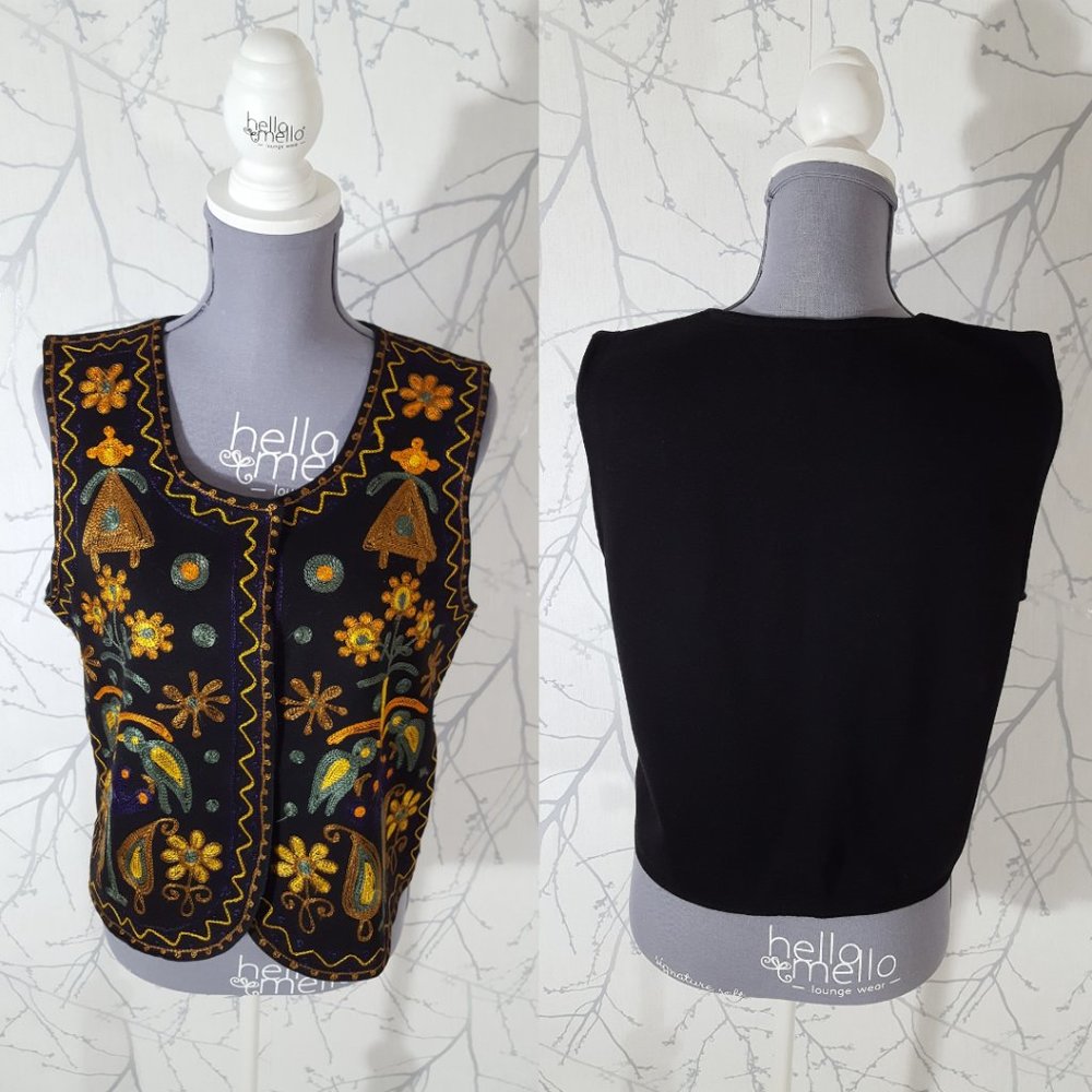Prima Donna Vtg Floral Garden Embroidered Vest